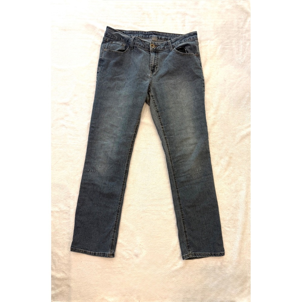 Natural Reflections Womens Straight Leg Jeans Blue Medium Wash Size 12A